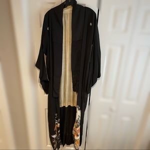 Vintage Traditional Japanese Silk Kimono 62” length Hand Painted